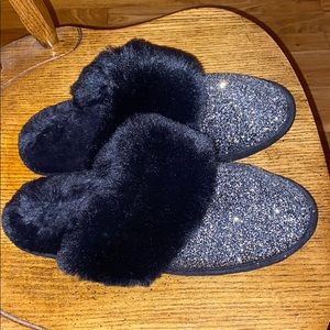 Express fuzzy sparkle slippers
